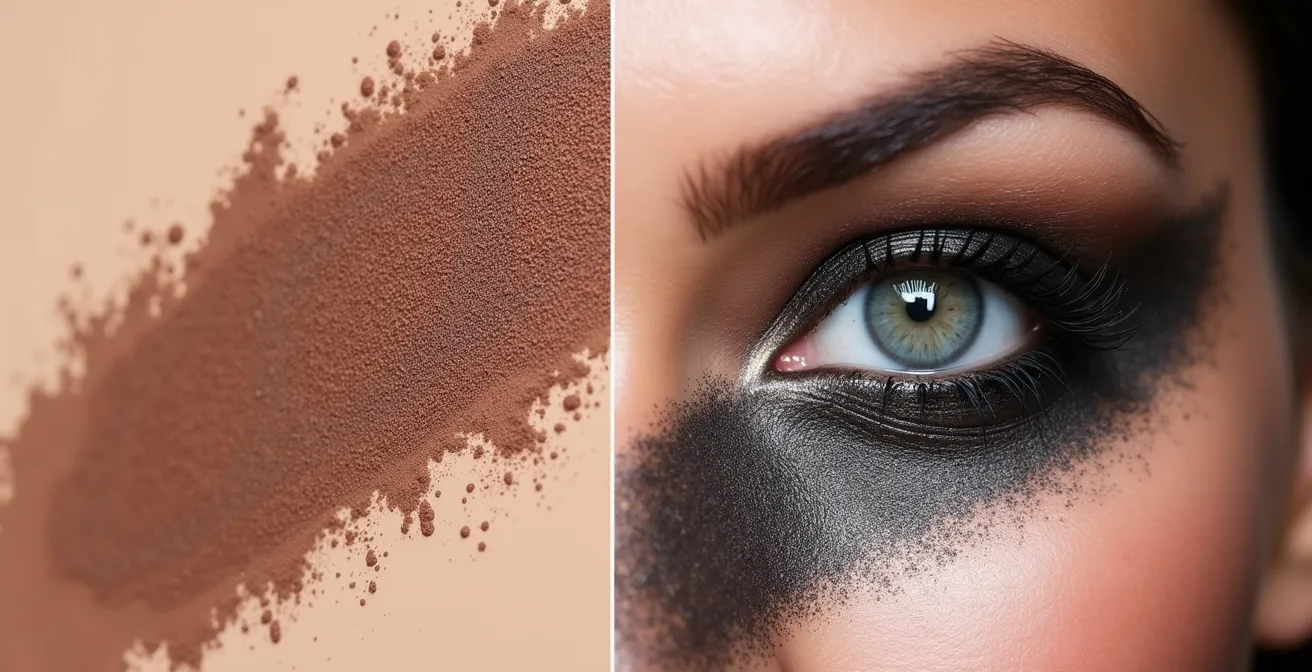 Comparación visual de maquillaje con sombra marrón versus negra en piel madura