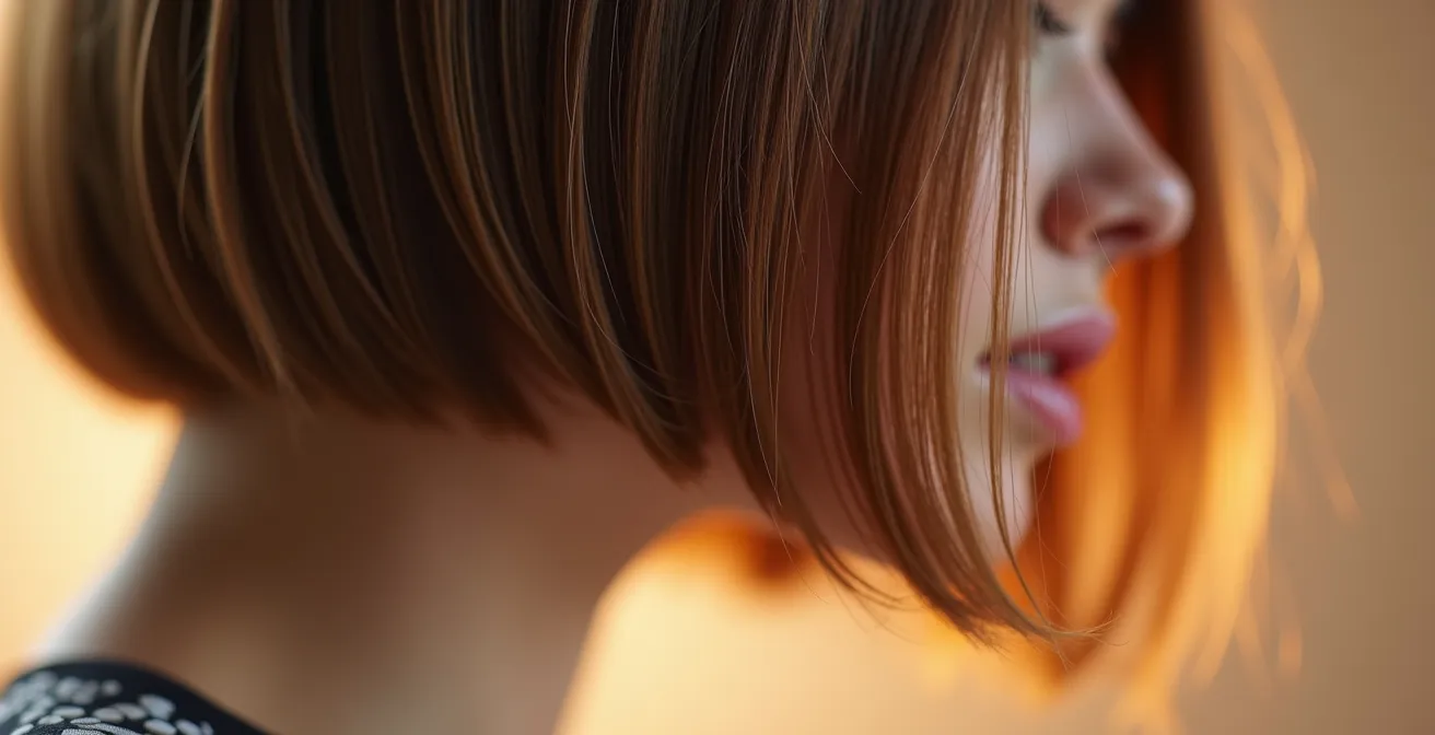 Técnica de desfilado invisible en bob para suavizar facciones redondas