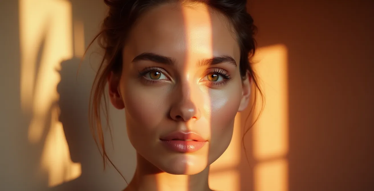 Comparación visual de técnicas de contouring en crema versus polvo para fotografía