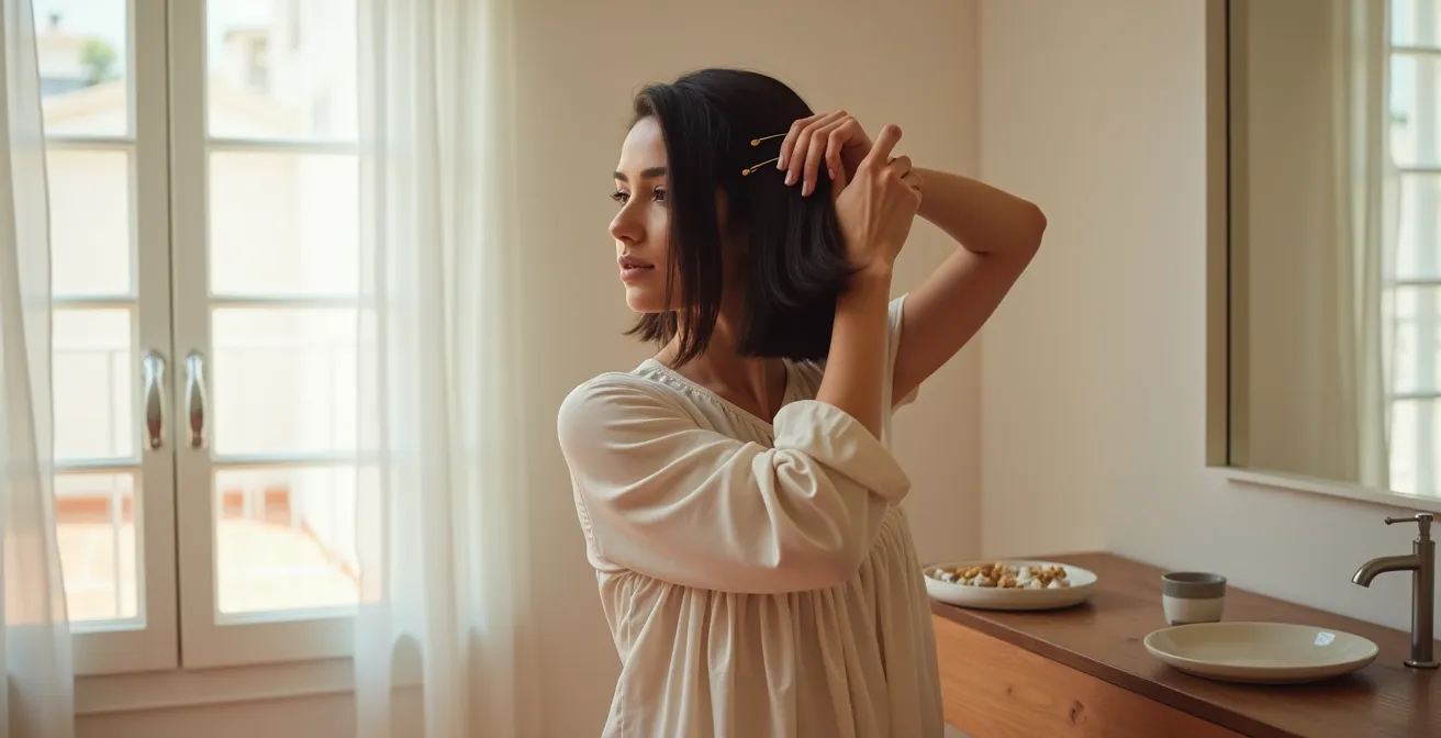 Técnicas de peinado con horquillas para crear asimetría en un bob y estilizar un rostro redondo